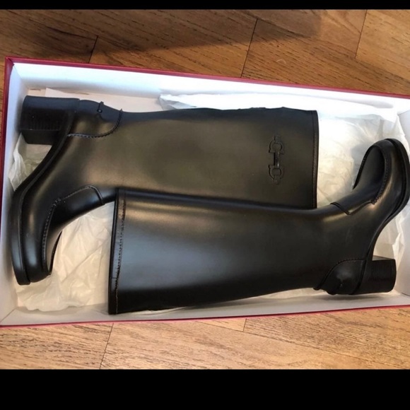 Salvatore Ferragamo Wellington boots heeled rain boots tall boots monogram - Picture 4 of 6